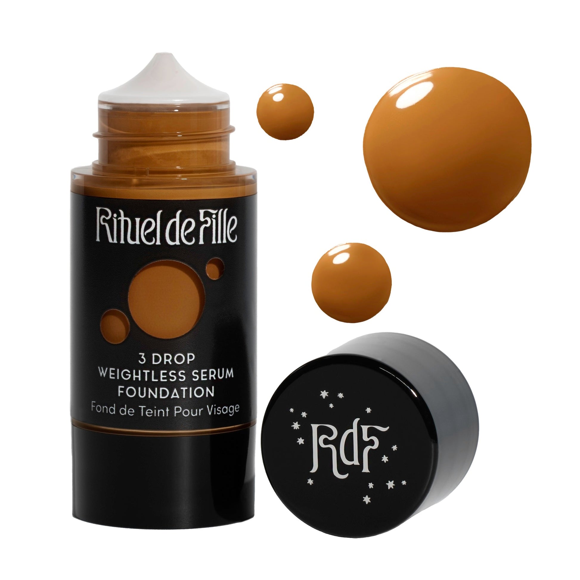 Rituel de Fille-3 Drop Weightless Serum Foundation-Makeup-DROP-180SwatchandBottleNoDropShadowSquare-The Detox Market | Potion 180 - Medium deep shade for warm gold undertones
