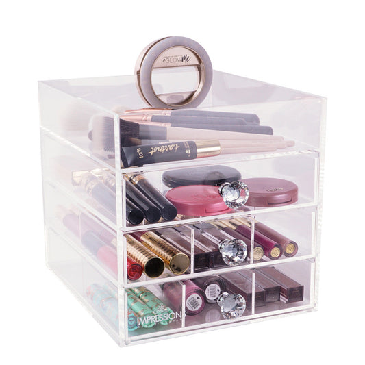 Diamond Collection Petite 4-Tier Acrylic Makeup Organizer with Open Top